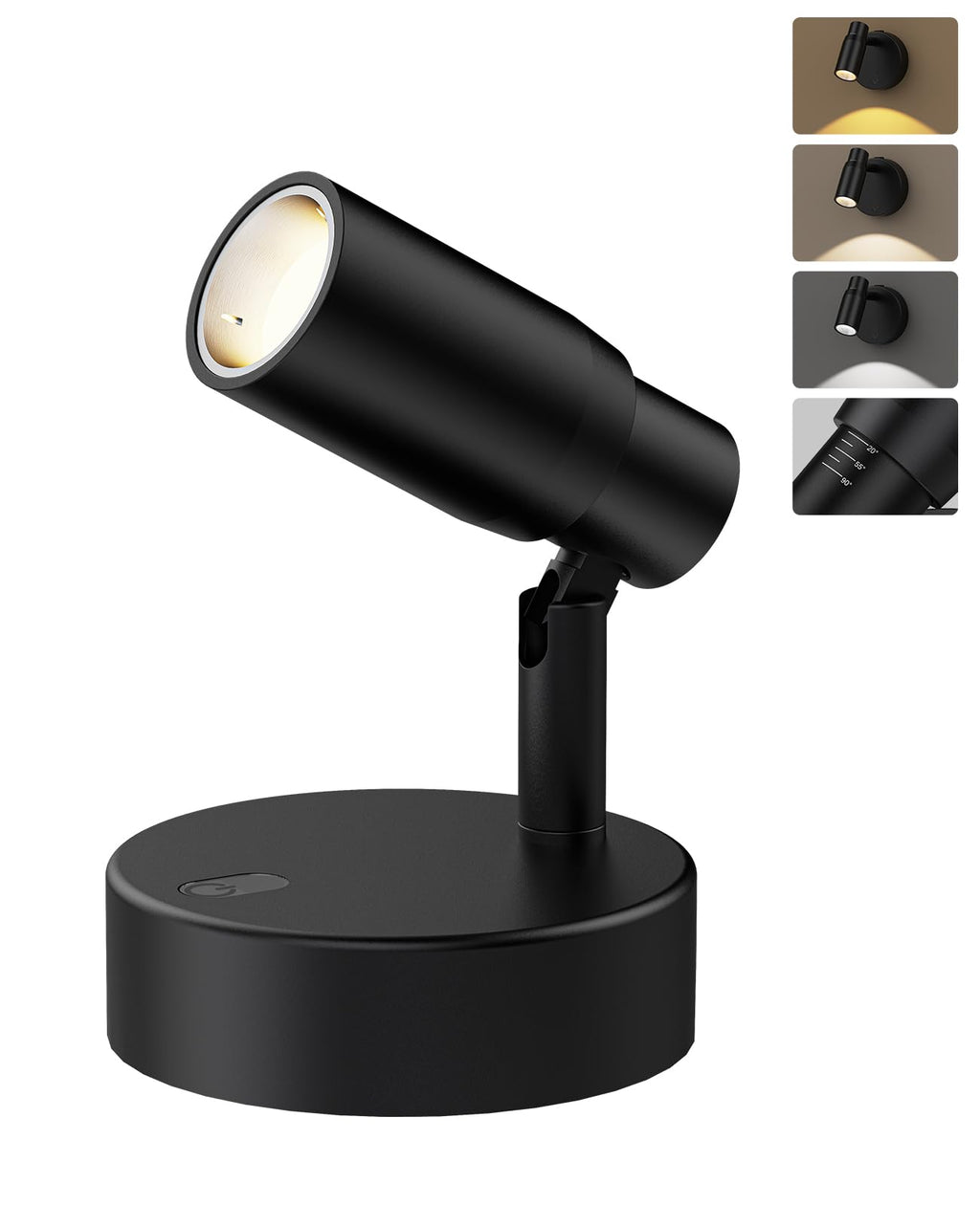 PESUTEN Spot Lights Indoor, Rechargeable Picture Light with Remote, Dimmable CCT Spotlight for Wall Art, 6000mAh Battery Uplights Indoor with Timer for Plant Artwork Painting Sofa Corner Black