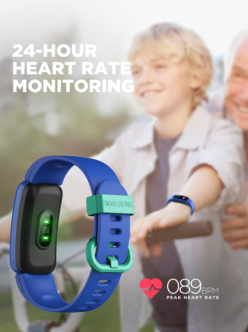 BIGGERFIVE Vigor Kids Fitness Tracker for Girls & Boys Ages 5-15, Kids Watch with IP68 Waterproof, Pedometer, Activity Tracker with Heart Rate & Sleep Monitor, Calorie & Step Counter Watch