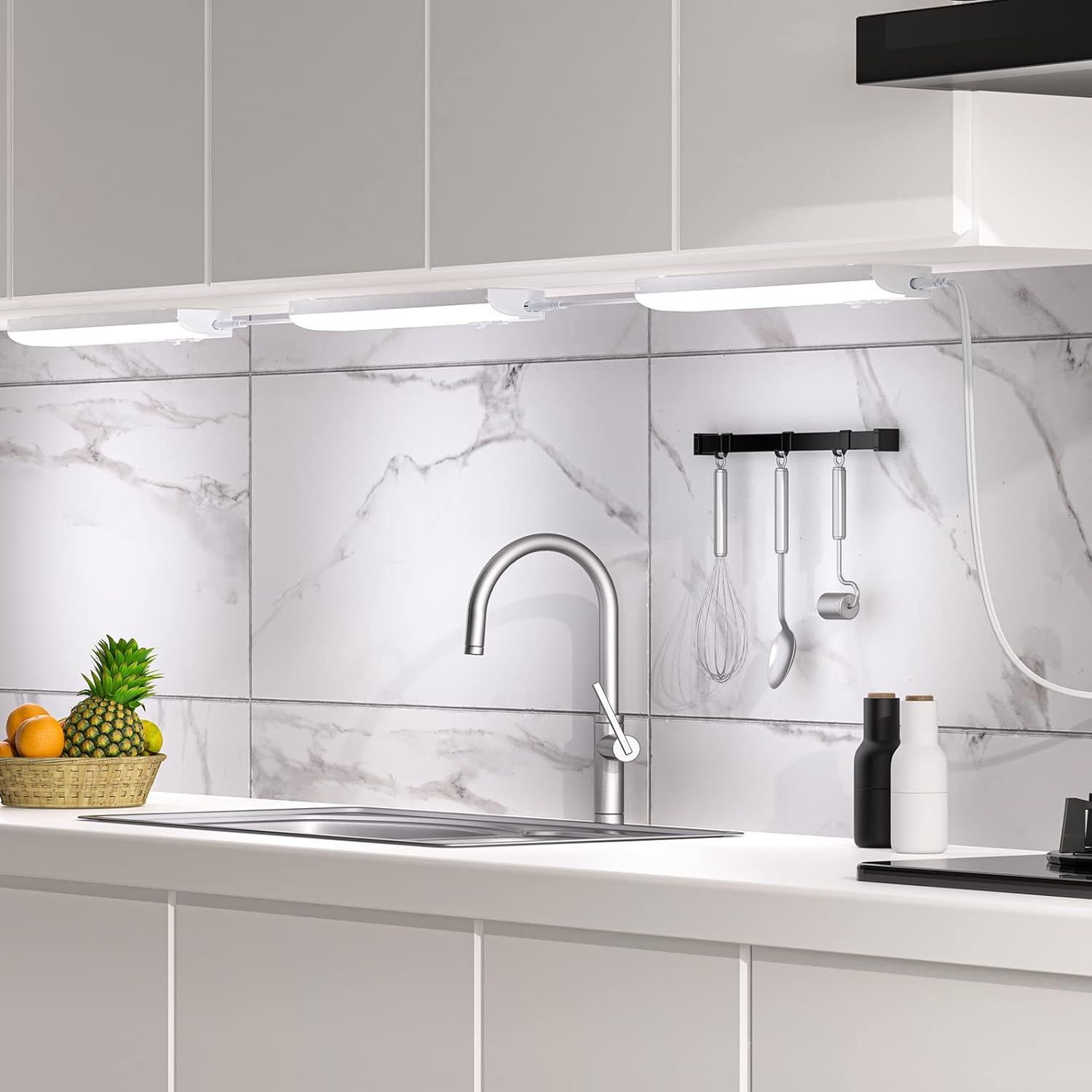 PESUTEN led Under Cabinet Task Lighting for Kitchen Plug-in Closet Light dimmable Under Cabinet Light 3 Color 3000K/4000K/5000K for Kitchen Garage Counter/Sink Area 12 inch