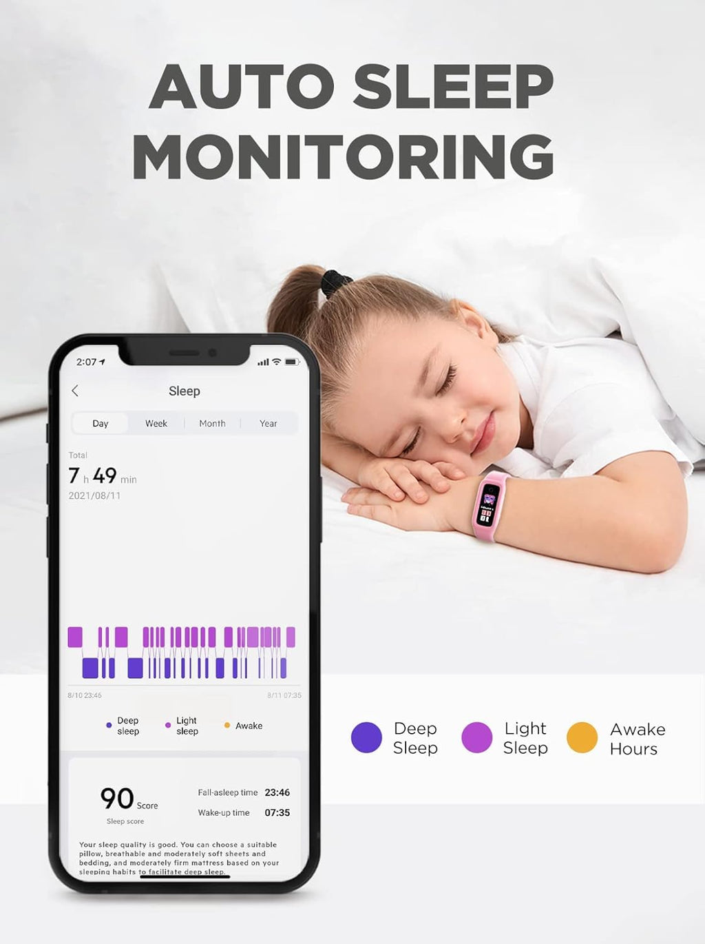 BIGGERFIVE Vigor 2 Kids Fitness Tracker Watch for Girls Boys Ages 5-12, IP68 Waterproof, Activity Tracker, Pedometer, Heart Rate Sleep Monitor, Calorie Step Counter Watch