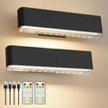 MOITA Battery Operated Wall Sconce Set of 2 Wireless Wall Lamp with Remote Control & Touch Control Rechargeable LED Wall Lights 3 Color Temperatures 360° Rotatable for Bedroom Living Room Black