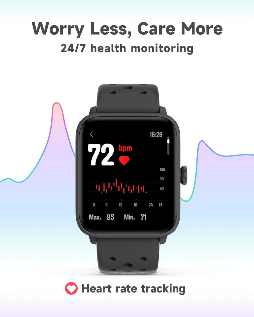BIGGERFIVE Smart Watch for Kids Without APP, Fitness Tracker Watch Pedometer, Heart Rate, 5ATM Waterproof, Sleep Monitor, Calorie Step Counter, Games, Alarm Clock for Boys Girls 5-14, Porous Black