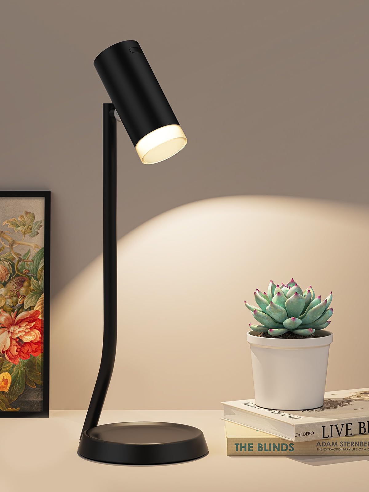 PESUTEN Cordless Table Lamps, Battery Operated Portable Table Light with Magnetic Adjustable Angle Head, 5000mAh Rechargeable Lamp with CCT Dimming for Patio Party Restaurant Dining Home 2 Packs