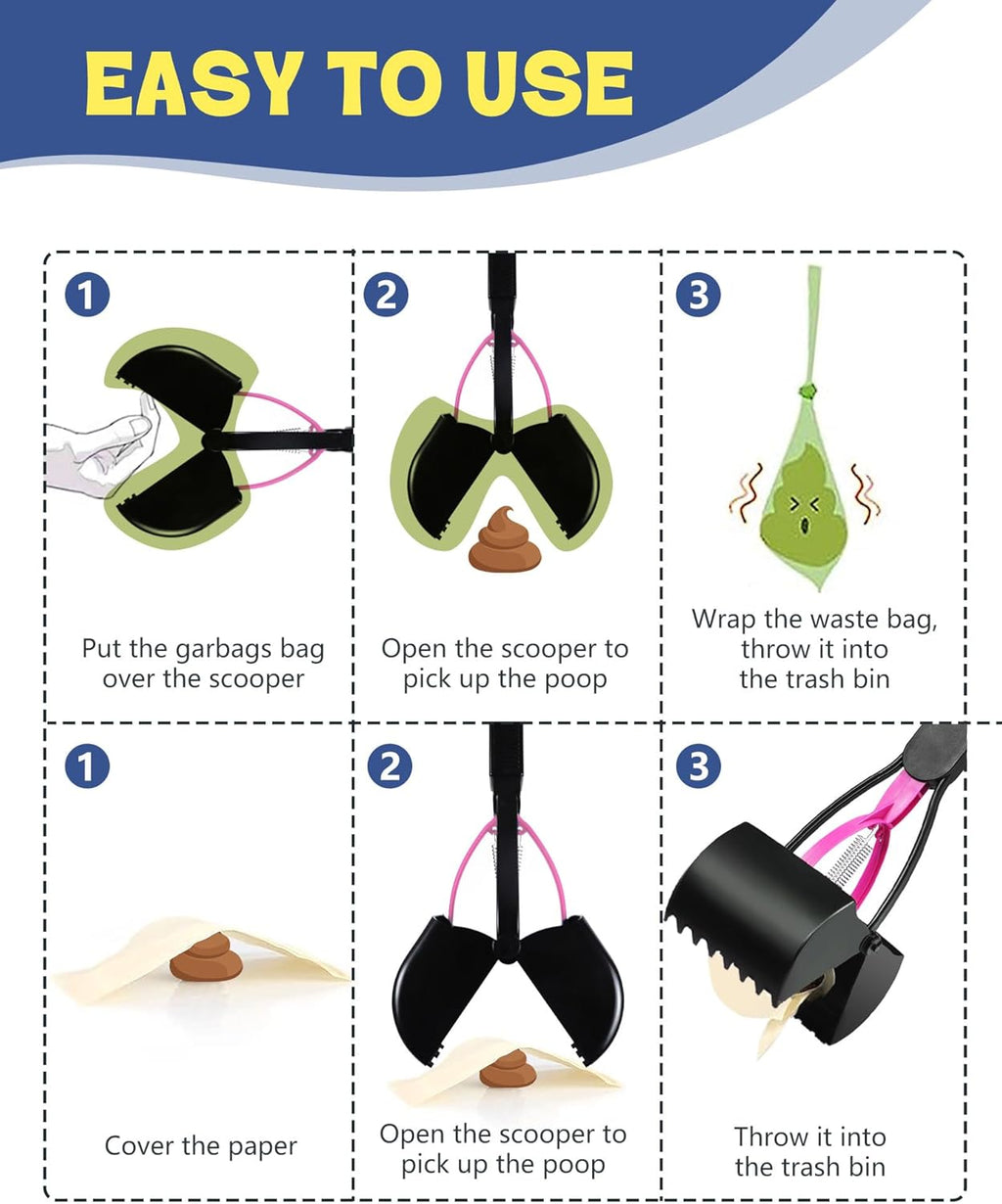 32" Long Handle Dog Pooper Scooper for Yard – No Bending, Clean Pickup on Grass, Gravel & Sand, Easy to Clean & Durable