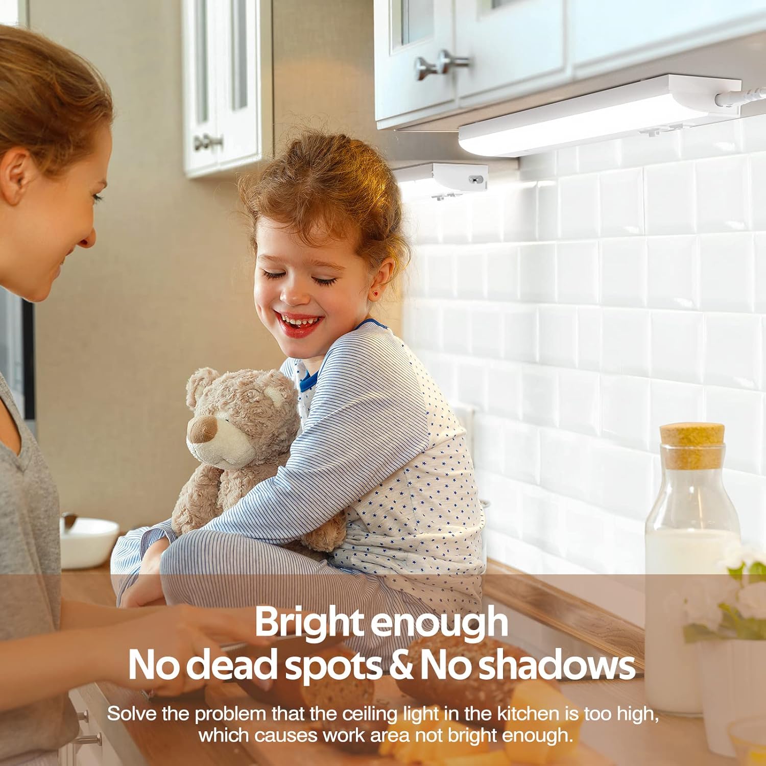 PESUTEN led Under Cabinet Task Lighting for Kitchen Plug-in Closet Light dimmable Under Cabinet Light 3 Color 3000K/4000K/5000K for Kitchen Garage Counter/Sink Area 12 inch