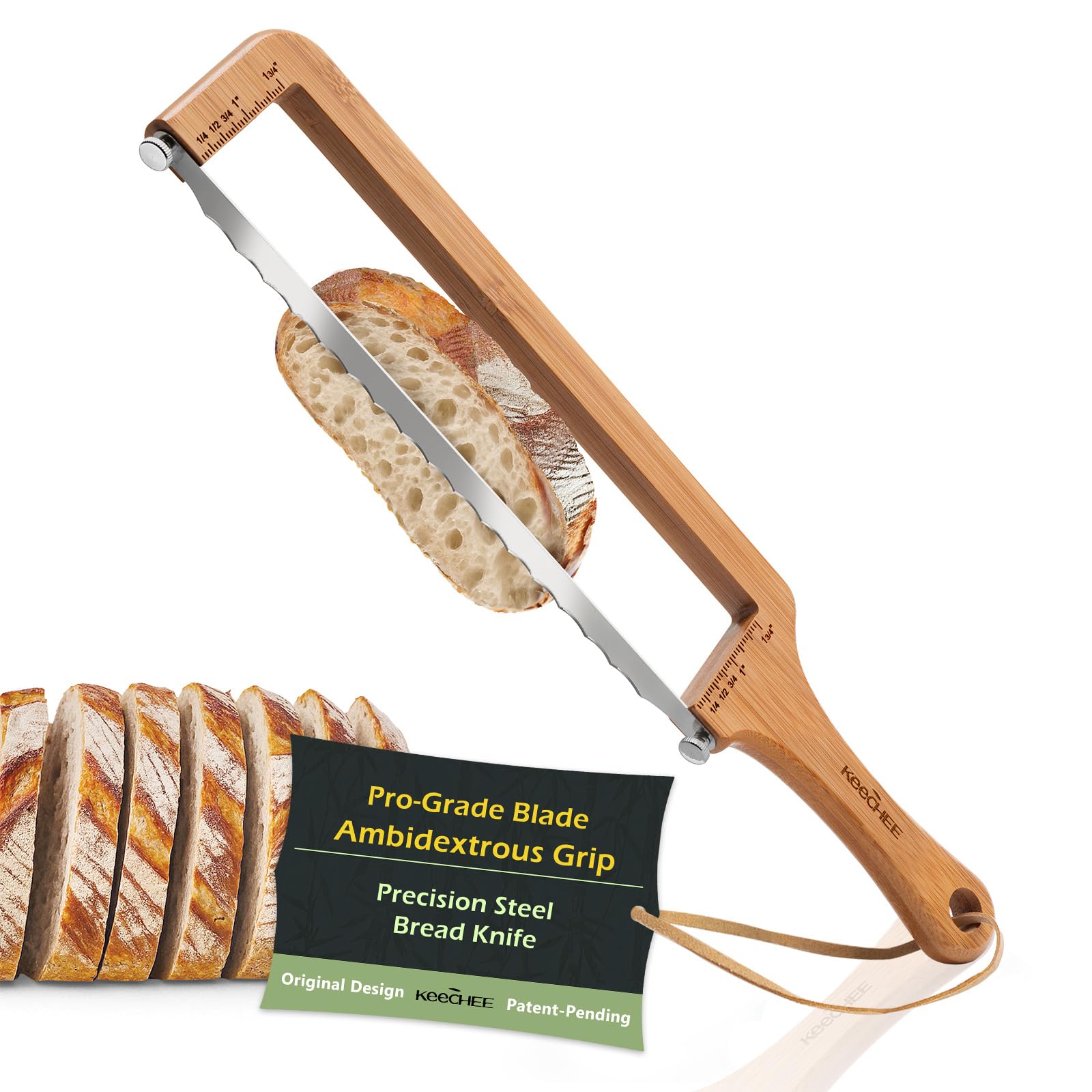 Bread Pilot Adjustable Bread Knife – Upgraded Bread Slicer for Homemade & Sourdough Loaves, Serrated Stainless Blade with Precision Thickness Guide, Gift for Artisan Bakers
