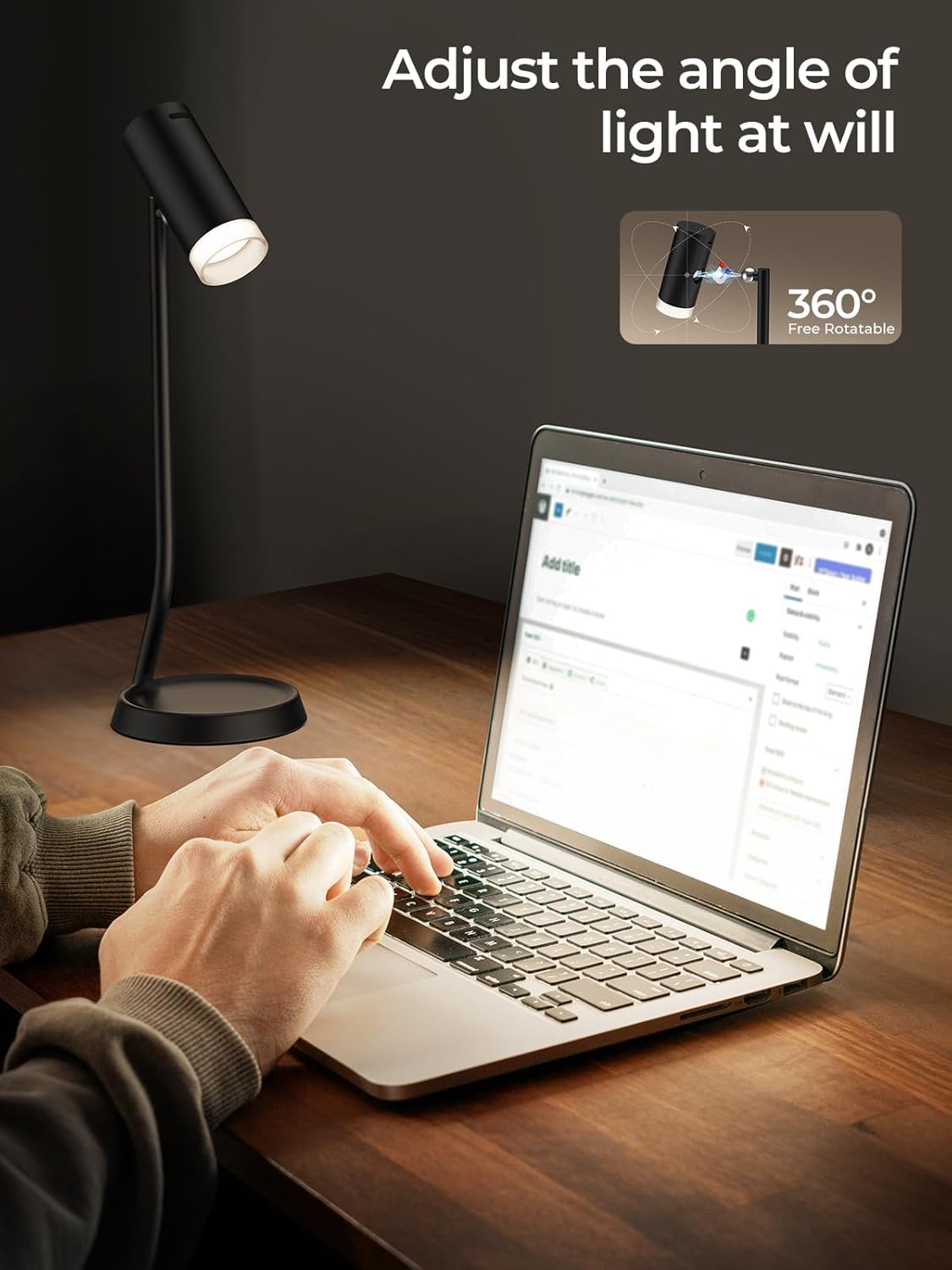 PESUTEN Cordless Table Lamps, Battery Operated Portable Table Light with Magnetic Adjustable Angle Head, 5000mAh Rechargeable Lamp with CCT Dimming for Patio Party Restaurant Dining Home 2 Packs