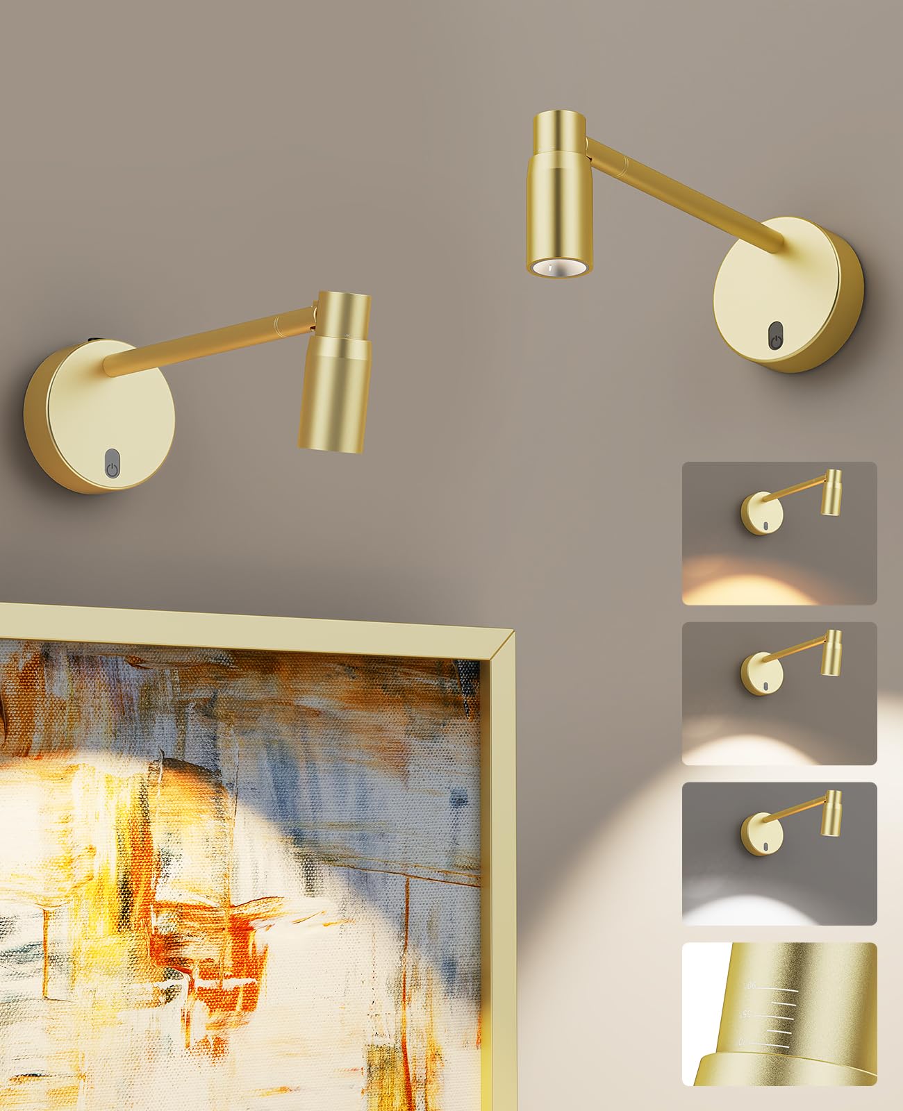 PESUTEN Zoomable Picture Light for Wall, Battery Operated Art Light for Paintings CCT Dimmable Spotlight for Wall Art Wall Light with Remote Control for Living Room Gallery Dartboard Bathroom