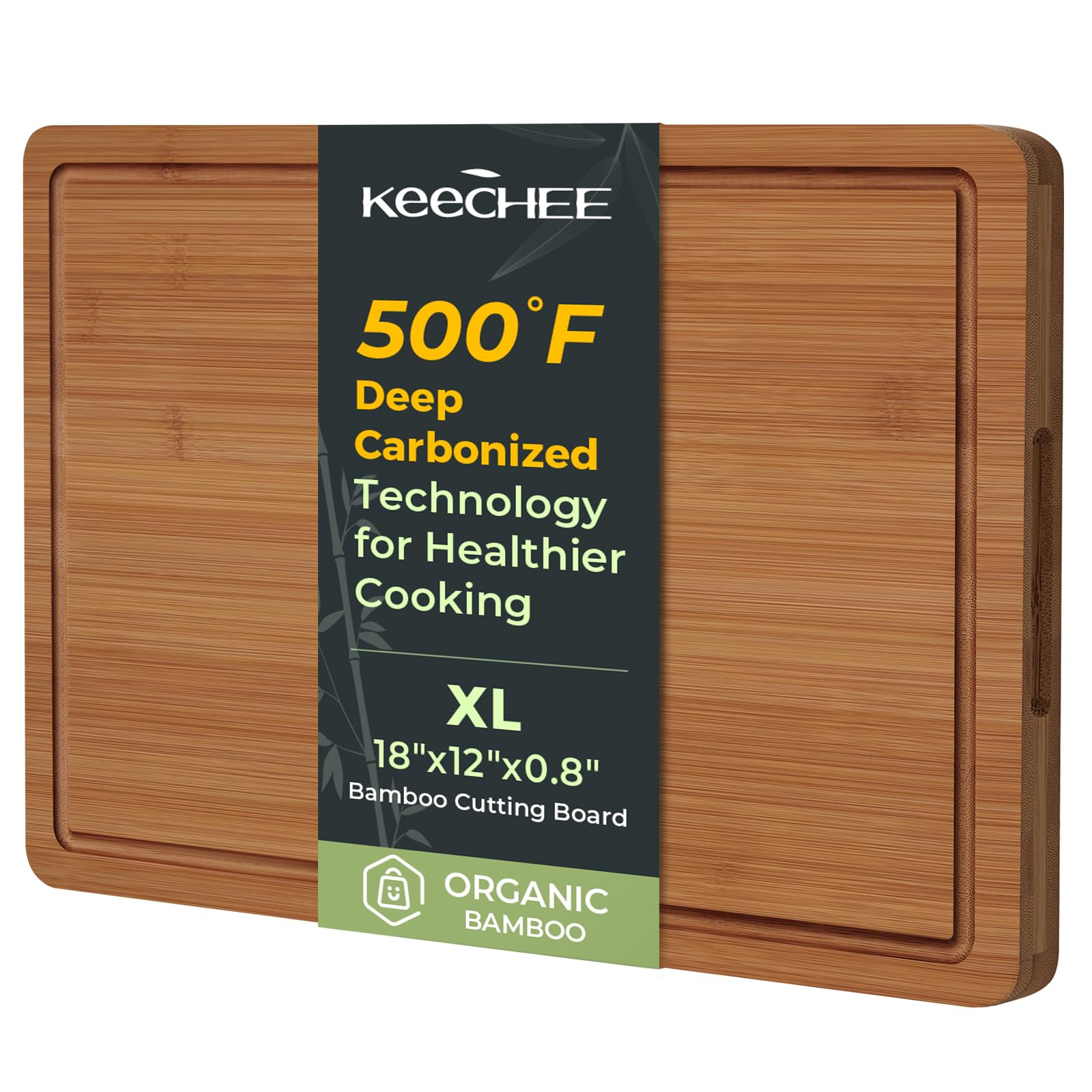 Bamboo Cutting Board, Durable Wood Cutting Boards for Kitchen with Deep Juice Grooves & Built-in Handles, Ideal Charcuterie & Chopping for Meat, Vegetables and Fruits Ideal Kitchen Gifts