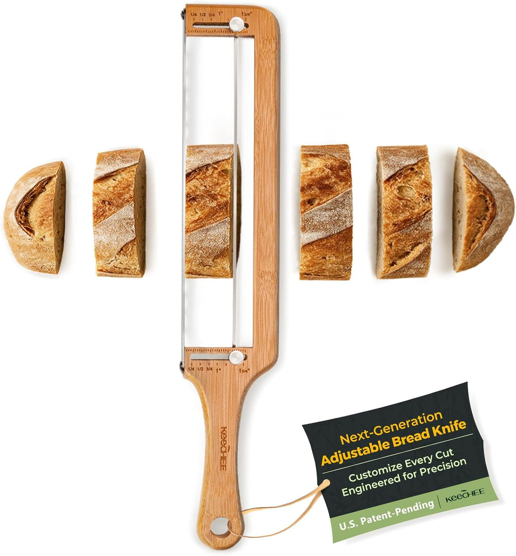 Bread Pilot Adjustable Bread Knife – Upgraded Bread Slicer for Homemade & Sourdough Loaves, Serrated Stainless Blade with Precision Thickness Guide, Gift for Artisan Bakers