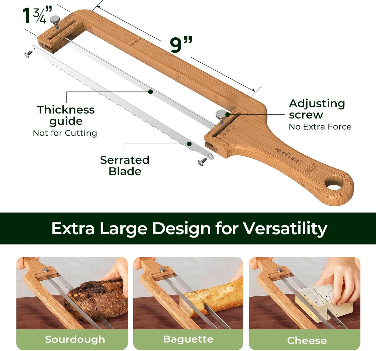 Bread Pilot Adjustable Bread Knife – Upgraded Bread Slicer for Homemade & Sourdough Loaves, Serrated Stainless Blade with Precision Thickness Guide, Gift for Artisan Bakers