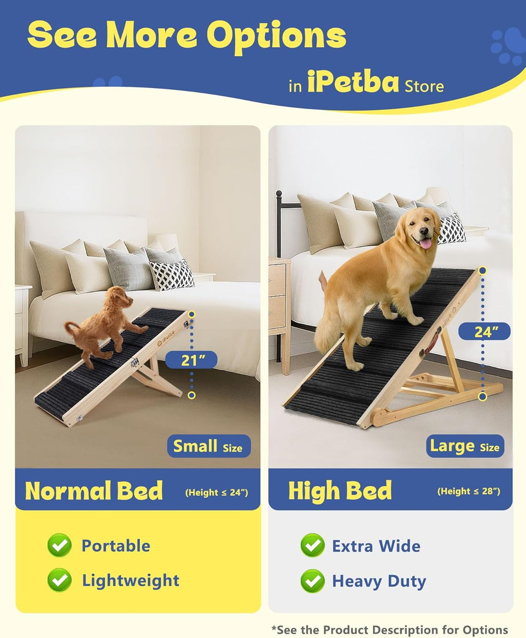 Dog Ramp for Couch & Low Bed - Joint & Spine Support with Gentle Incline for Small Dogs, Adjustable, Anti-Slip & Foldable, Up to 35 lbs