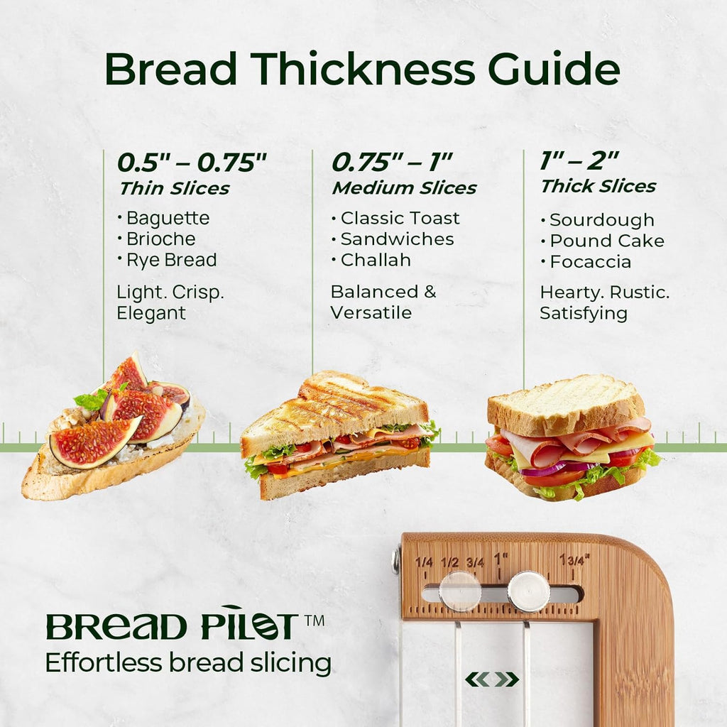 Bread Pilot Adjustable Bread Knife – Upgraded Bread Slicer for Homemade & Sourdough Loaves, Serrated Stainless Blade with Precision Thickness Guide, Gift for Artisan Bakers