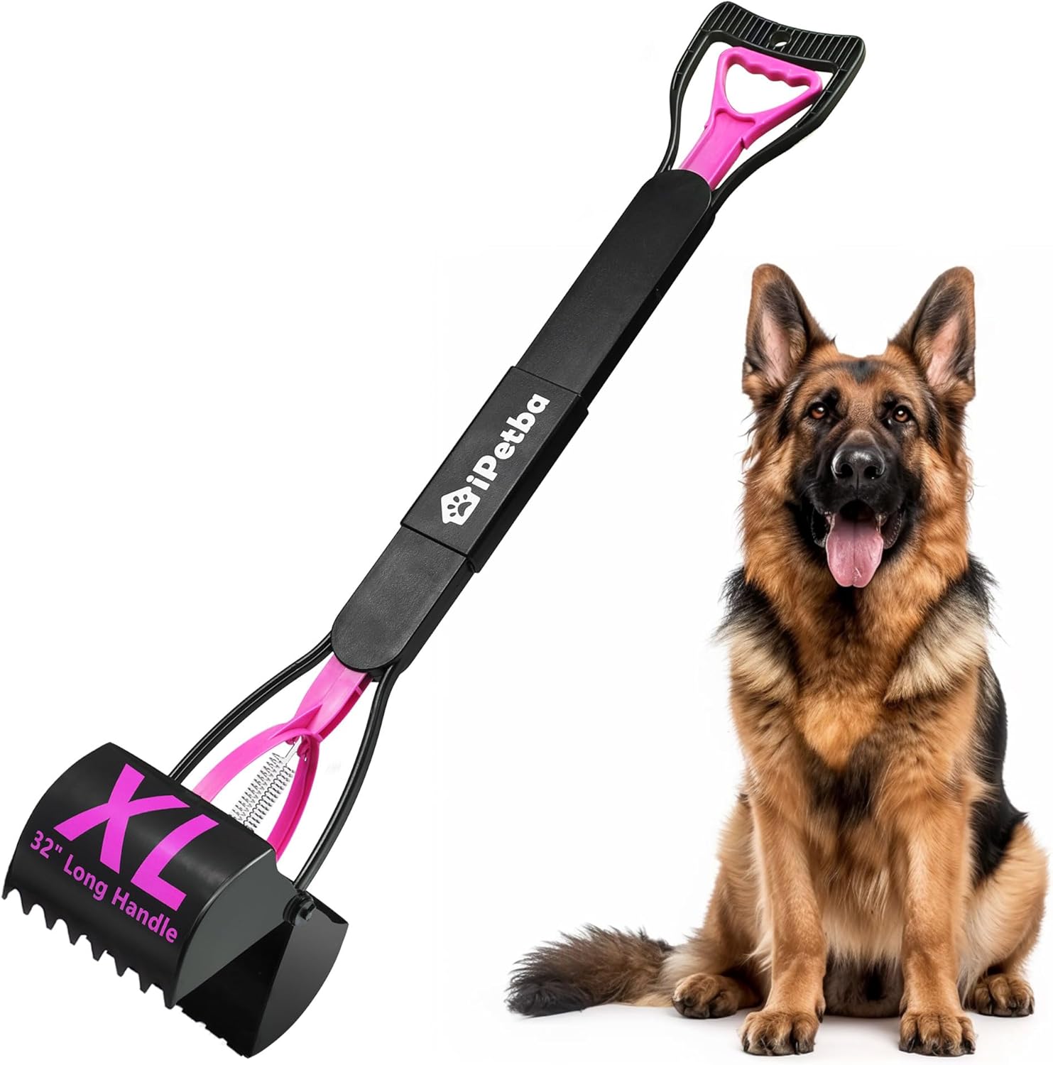 32" Long Handle Dog Pooper Scooper for Yard – No Bending, Clean Pickup on Grass, Gravel & Sand, Easy to Clean & Durable