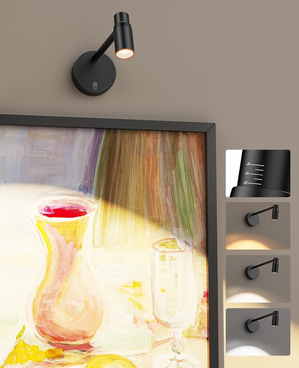 PESUTEN Zoomable Picture Light for Wall, Battery Operated Art Light for Paintings CCT Dimmable Spotlight for Wall Art Wall Light with Remote Control for Living Room Gallery Dartboard Bathroom