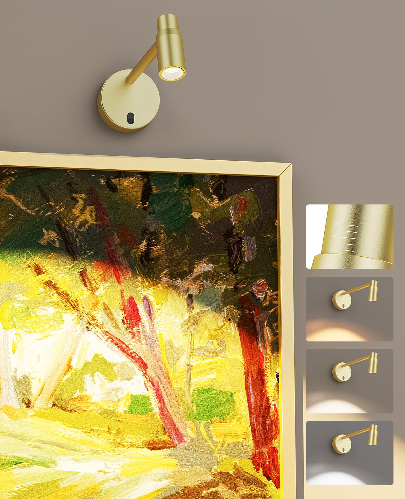 PESUTEN Zoomable Picture Light for Wall, Battery Operated Art Light for Paintings CCT Dimmable Spotlight for Wall Art Wall Light with Remote Control for Living Room Gallery Dartboard Bathroom