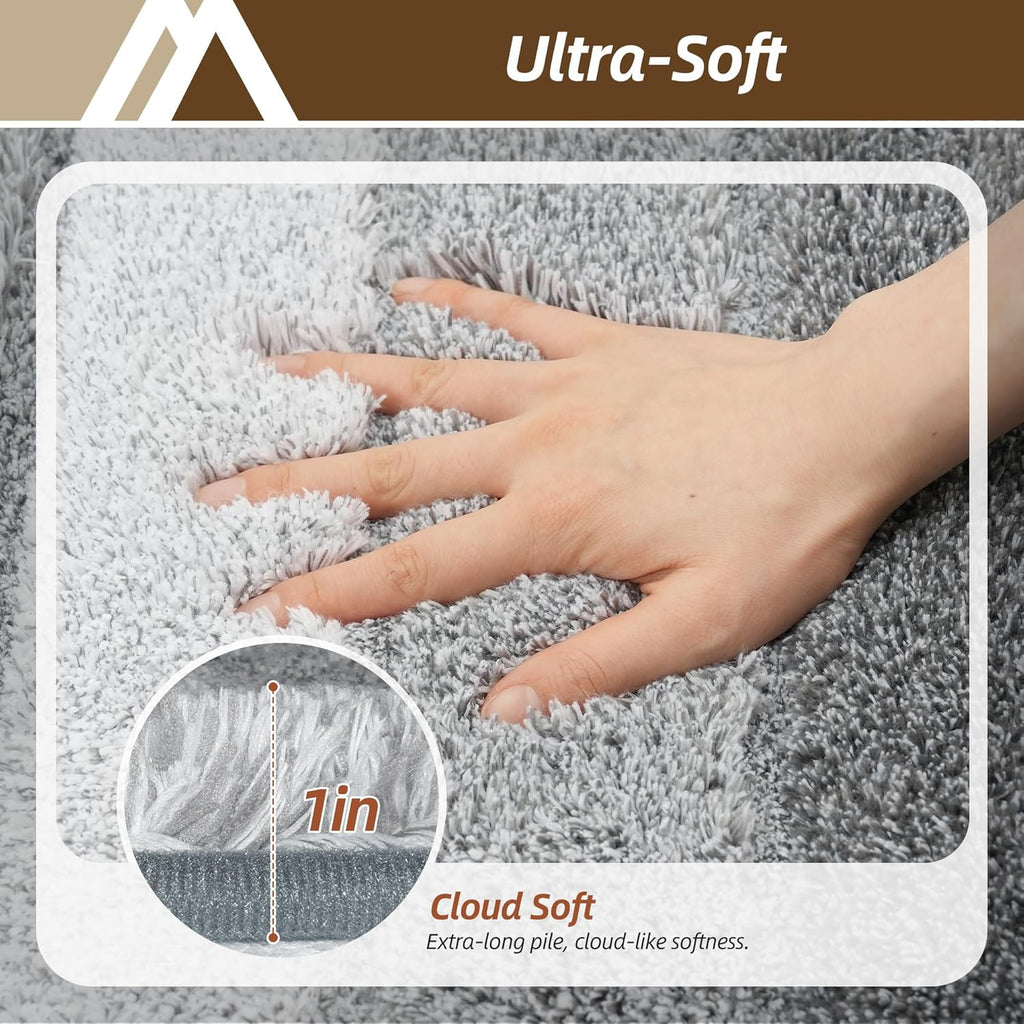 COSY HOMEER Bathroom Rugs 24"x17", Ultra Soft Absorbent Bath Mat with Non-Slip TPR Backing, Machine Washable Shaggy Rug for Bathroom Floor, Grey