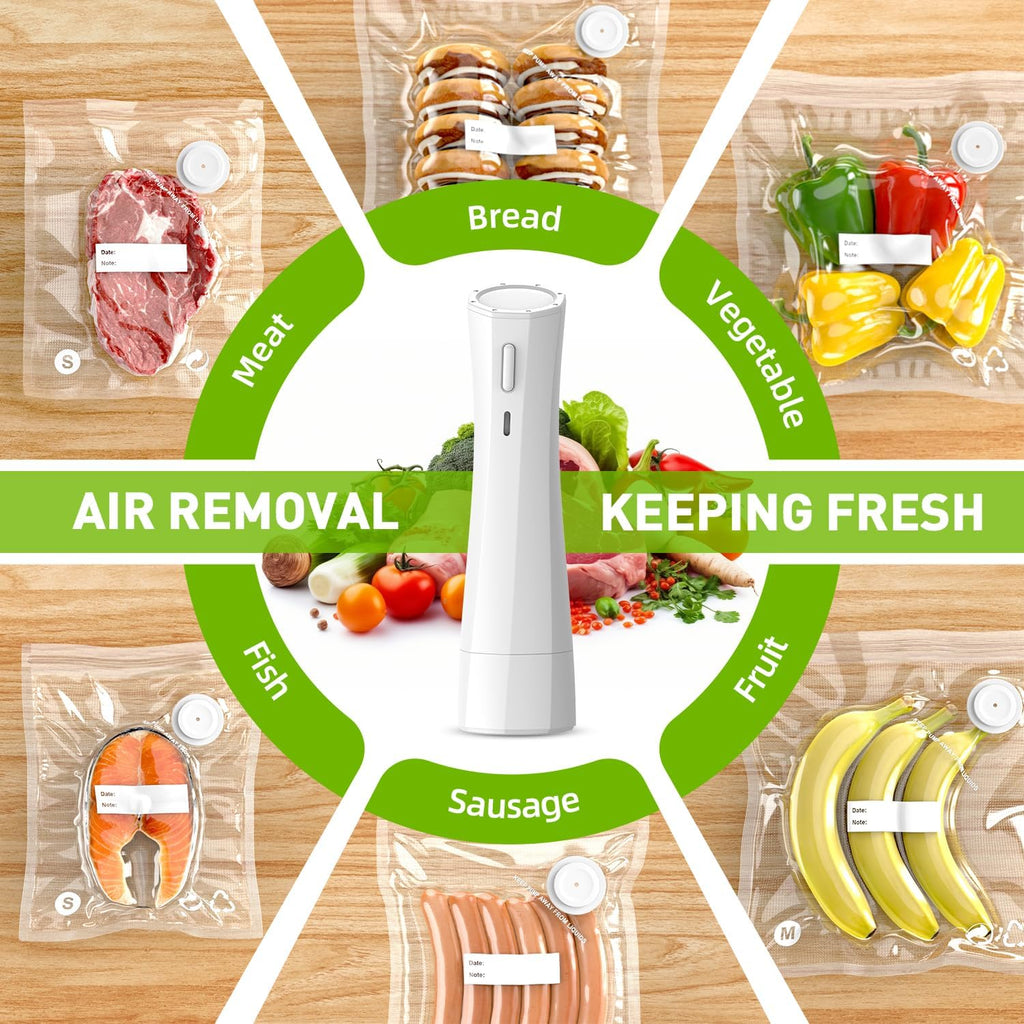 Handheld Vacuum Sealer for Food Storage: Portable Vacuum Sealing Machine - USB Rechargeable Cordless Food Sealer Saver for 5X Preservation