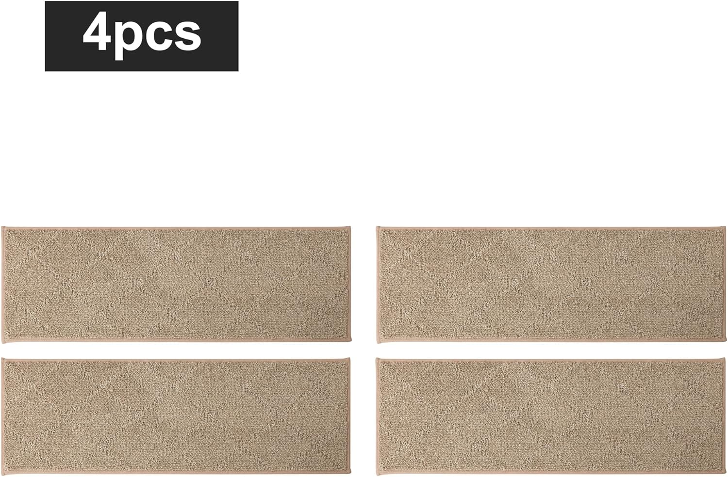 COSY HOMEER Edging Stair Treads Non-Slip Carpet Mat 28inX9in Indoor Stair Runners for Wooden Steps, Edging Stair Rugs for Kids and Dogs, 100% Polyester TPE Backing(4pc, Beige)