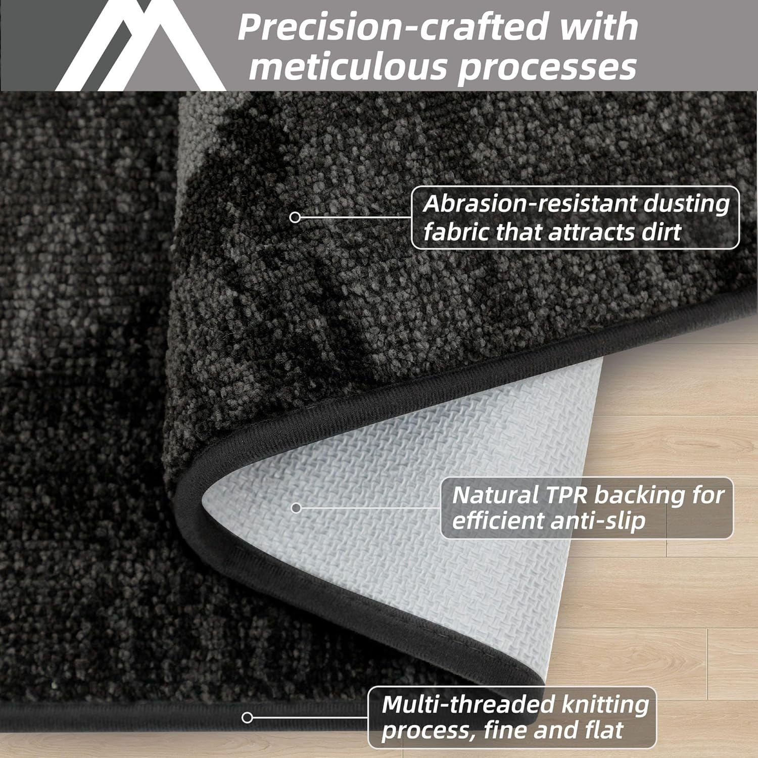 COSY HOMEER Entryway Rugs Doormat 20"x32", Non-Slip Absorbent Polyester, Washable Rugs for Front Door, Dirty Paws & High Traffic Areas, Dark Gray