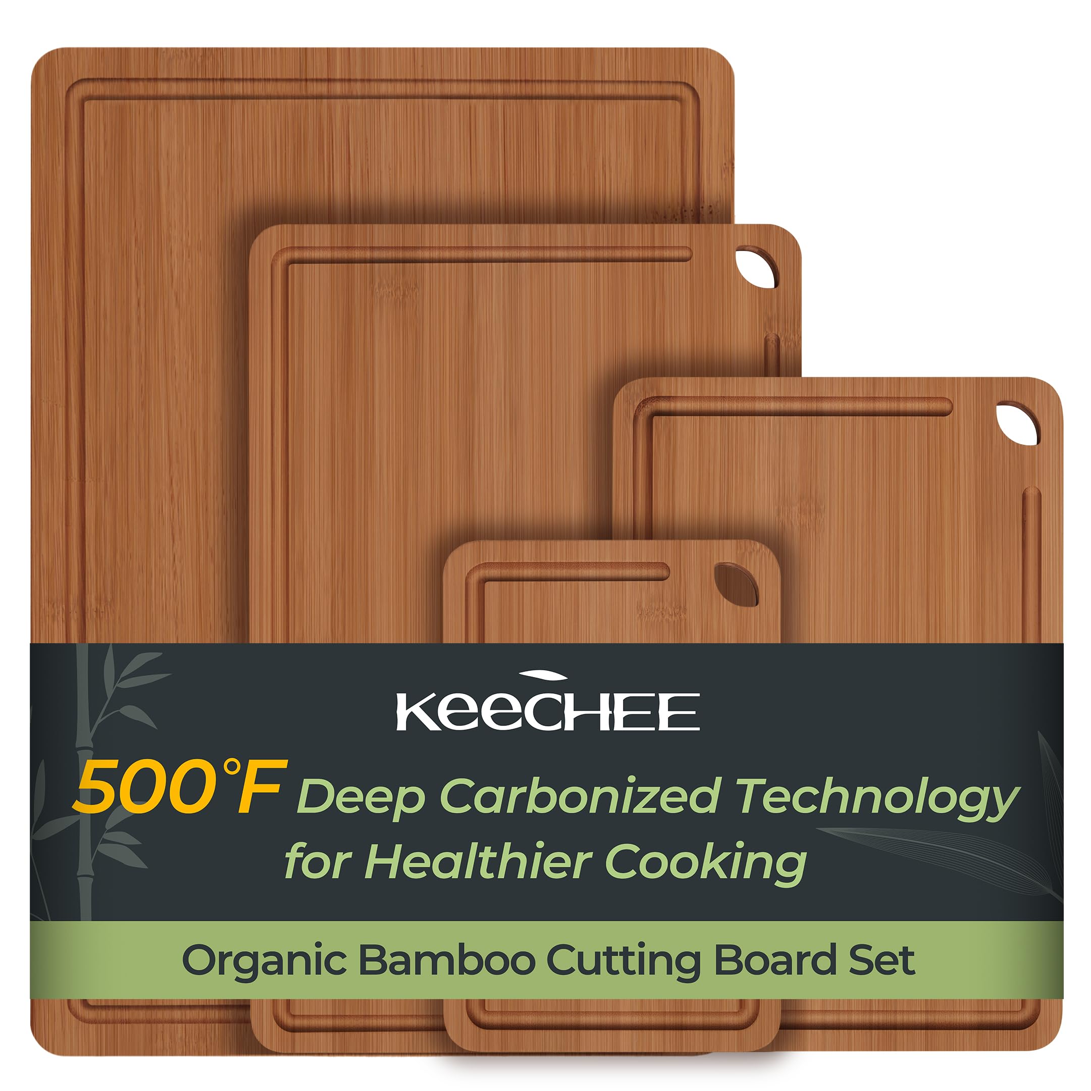 Bamboo Cutting Board, Durable Wood Cutting Boards for Kitchen with Deep Juice Grooves & Built-in Handles, Ideal Charcuterie & Chopping for Meat, Vegetables and Fruits Ideal Kitchen Gifts