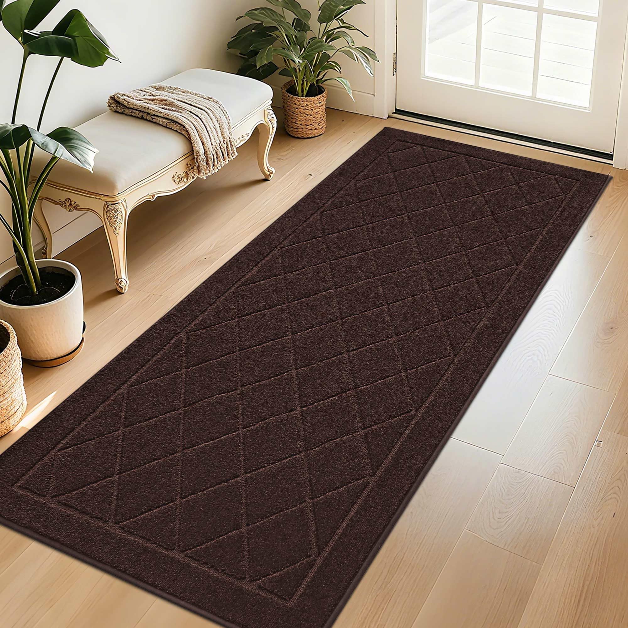 BEQHAUSE Dirt Trapper Door Mat 32" x 48", Doormat Non-Slip Entryway Rugs Washable, Dog Door Mat Stain Resistant and Absorbent Welcome Floor Mat for Front Back Door, Mud Wet Shoes & Paws, Dark Grey