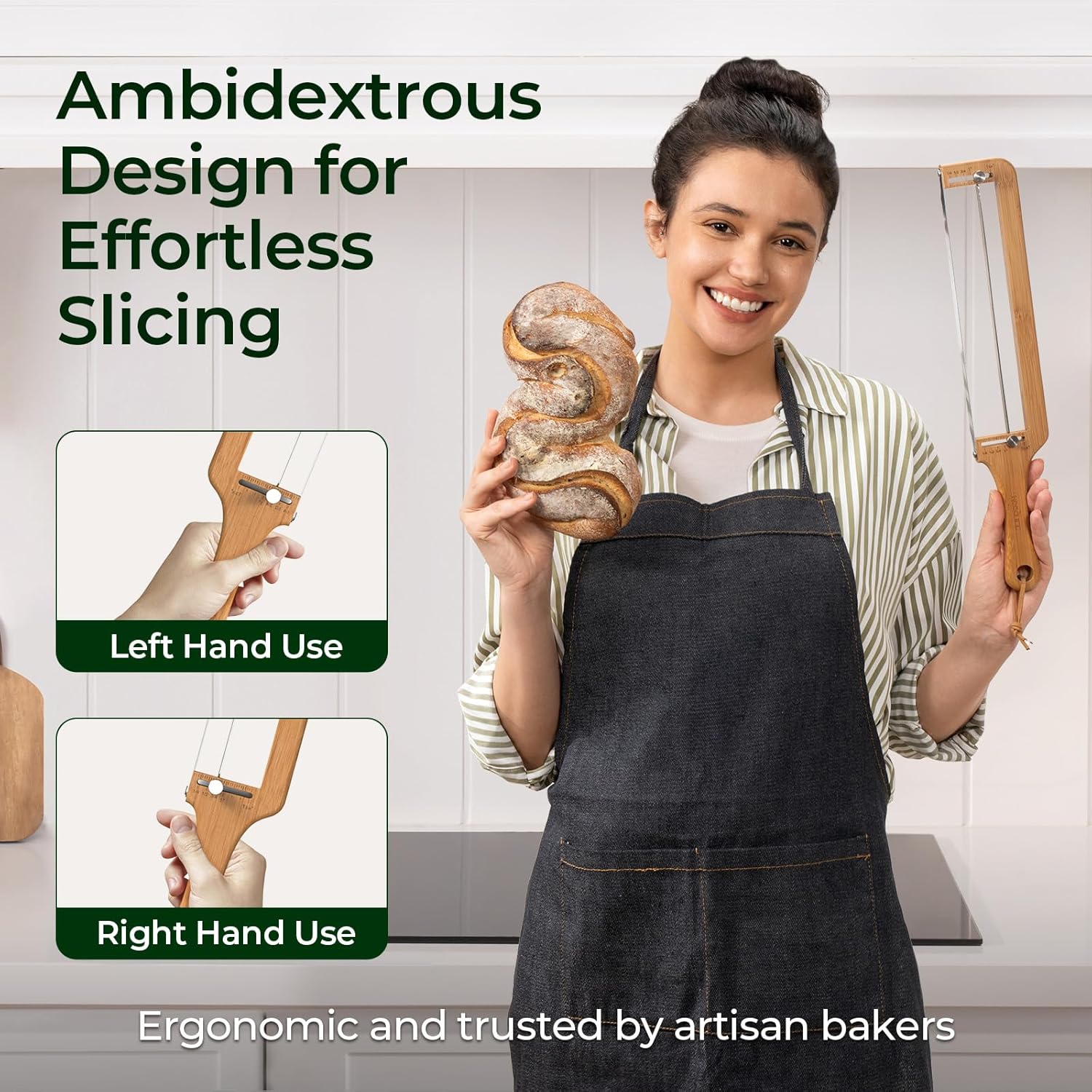 Bread Pilot Adjustable Bread Knife – Upgraded Bread Slicer for Homemade & Sourdough Loaves, Serrated Stainless Blade with Precision Thickness Guide, Gift for Artisan Bakers