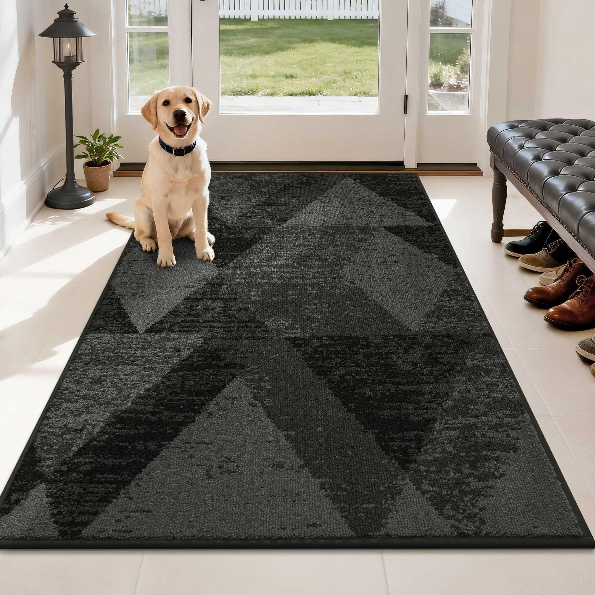 COSY HOMEER Entryway Rugs Doormat 20"x32", Non-Slip Absorbent Polyester, Washable Rugs for Front Door, Dirty Paws & High Traffic Areas, Dark Gray
