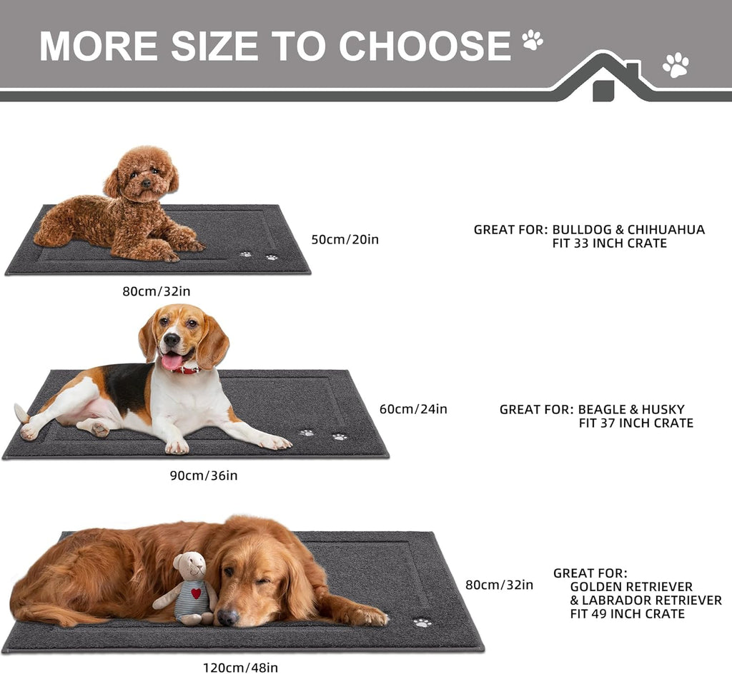 BEQHAUSE Dog Door Mat for Muddy Paws 32"x48" Dirt Trapper Absorbent Doormat Non Slip Entryway Rugs Washable Stain Resistant Welcome Floor Mat Soft Low-Profile for Front Back Door, Dark Grey