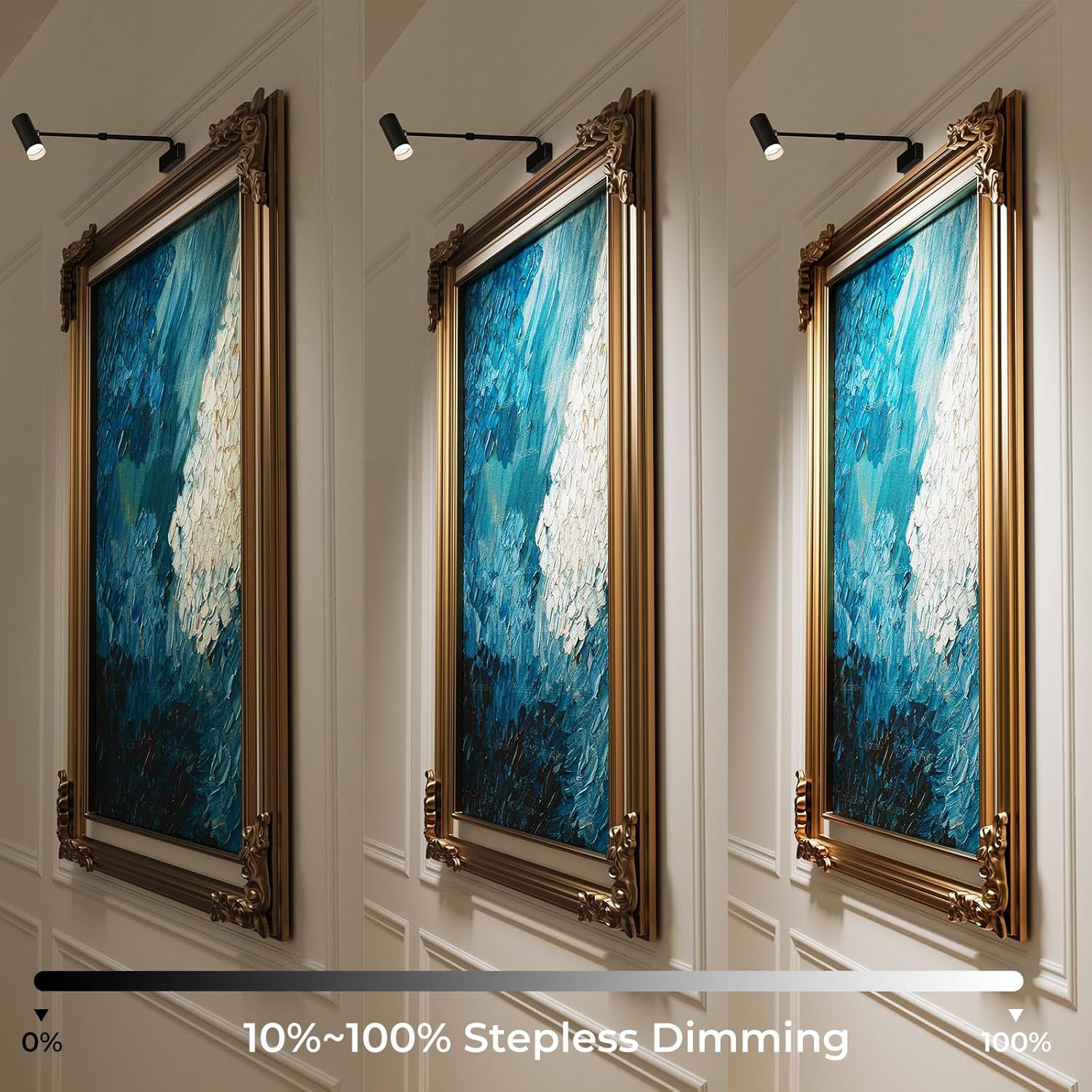 PESUTEN Battery Operated Picture Light, Adjustable Length Wireless Art Light for Paintings CCT Dimmable Rechargeable Picture Light with Remote Control for Gallery Reading Dartboard Bathroom