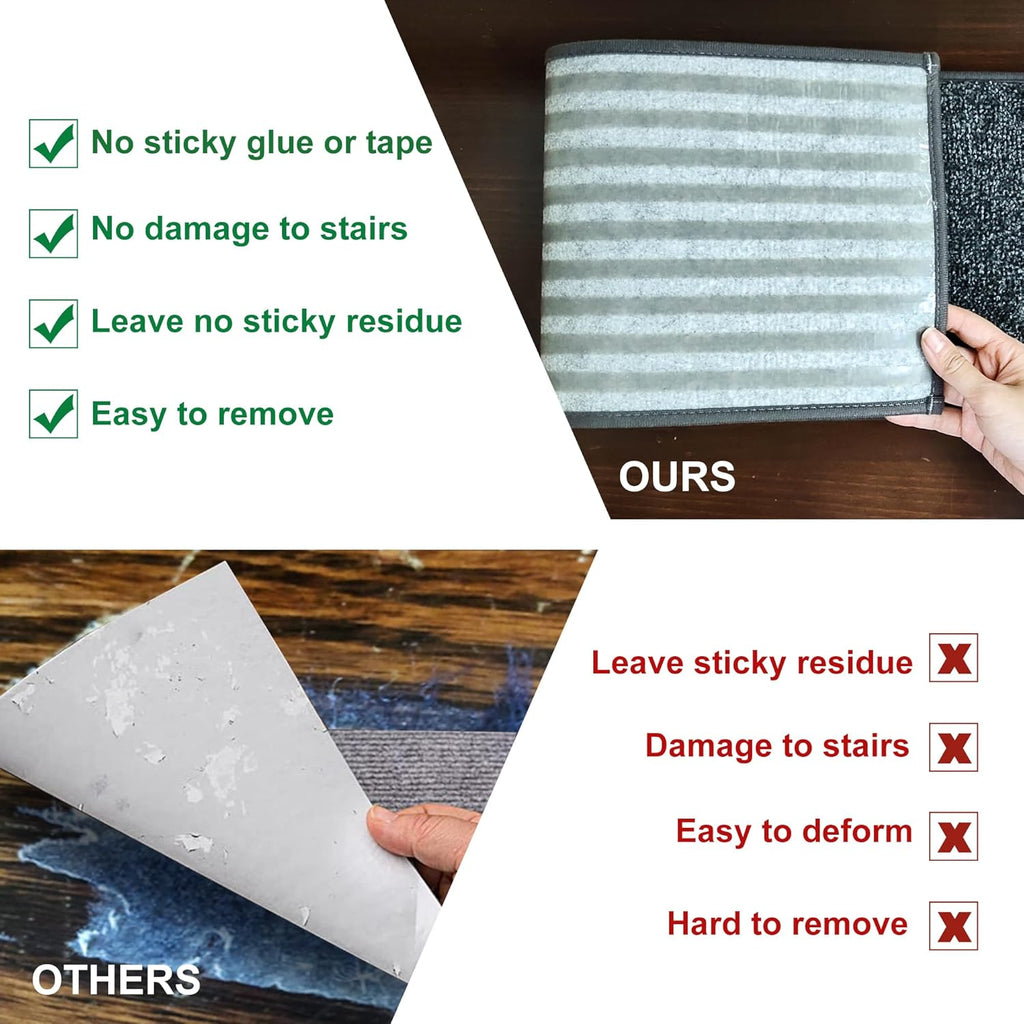 BEQHAUSE Stair Treads for Wooden Steps 28inX9in, Non Slip Carpet Stair Treads Indoor Stair Runners Machine Washable, Soft Stair Rugs Mat Surface Polyester TPE Backing, 15pcs, Charcoal