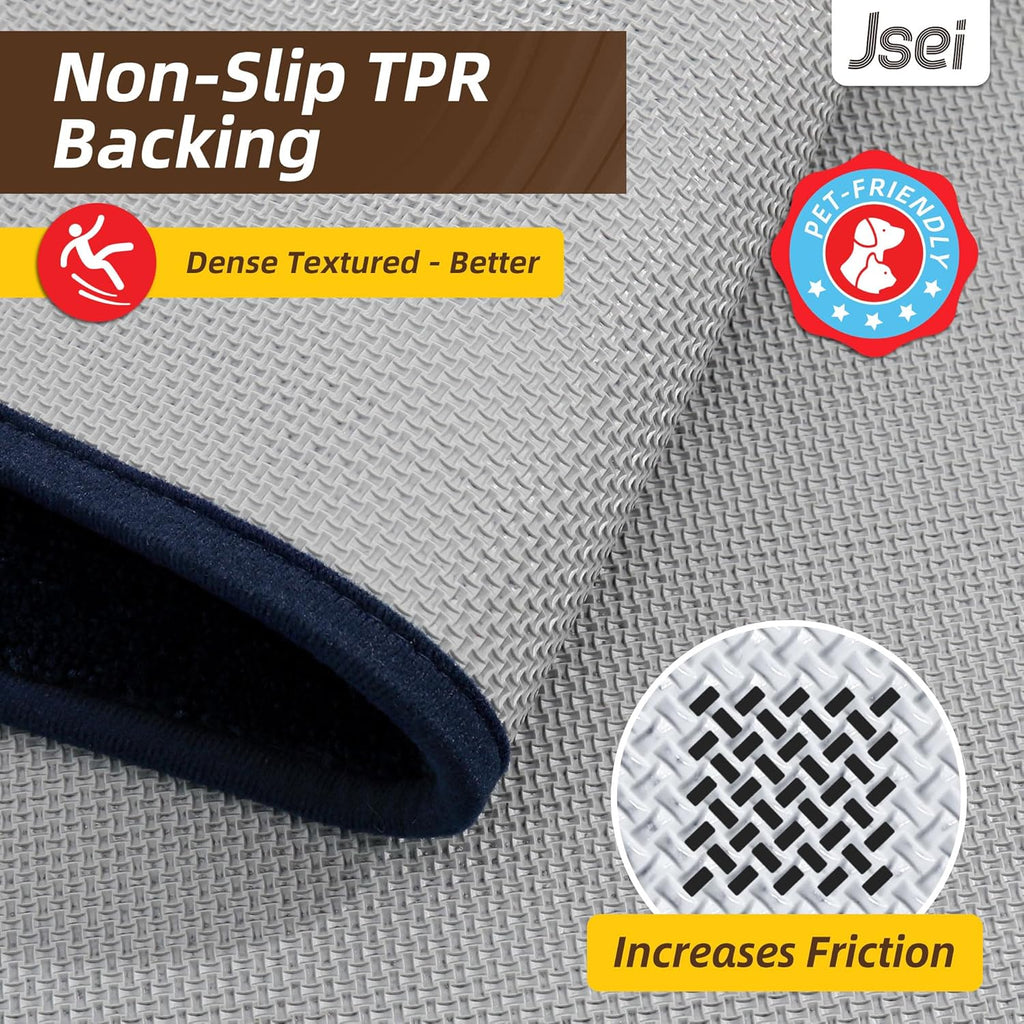 JSEI Entryway Rugs Doormat 20"x32", Non-Slip Dirt Trapper Door Mats Indoor, Washable Absorbent and Stain Resist Welcome Floor Mat for Front Door, Dog Door Mat, Dirty Wet Shoes & Paws, Navy Blue