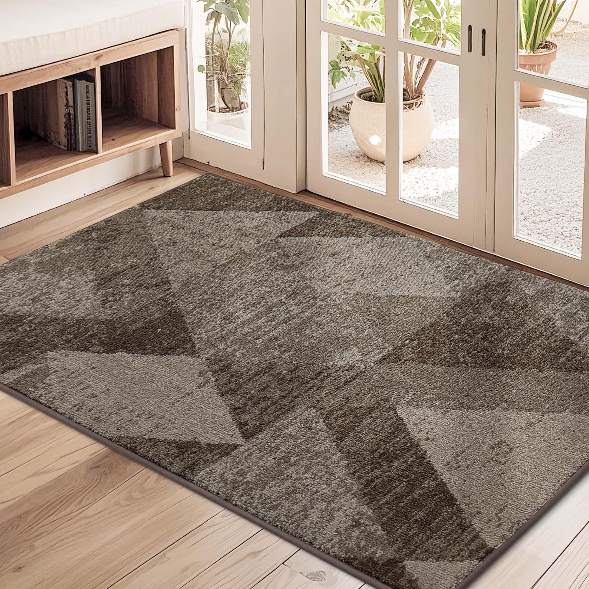 COSY HOMEER Entryway Rugs Doormat 20"x32", Non-Slip Absorbent Polyester, Washable Rugs for Front Door, Dirty Paws & High Traffic Areas, Dark Gray