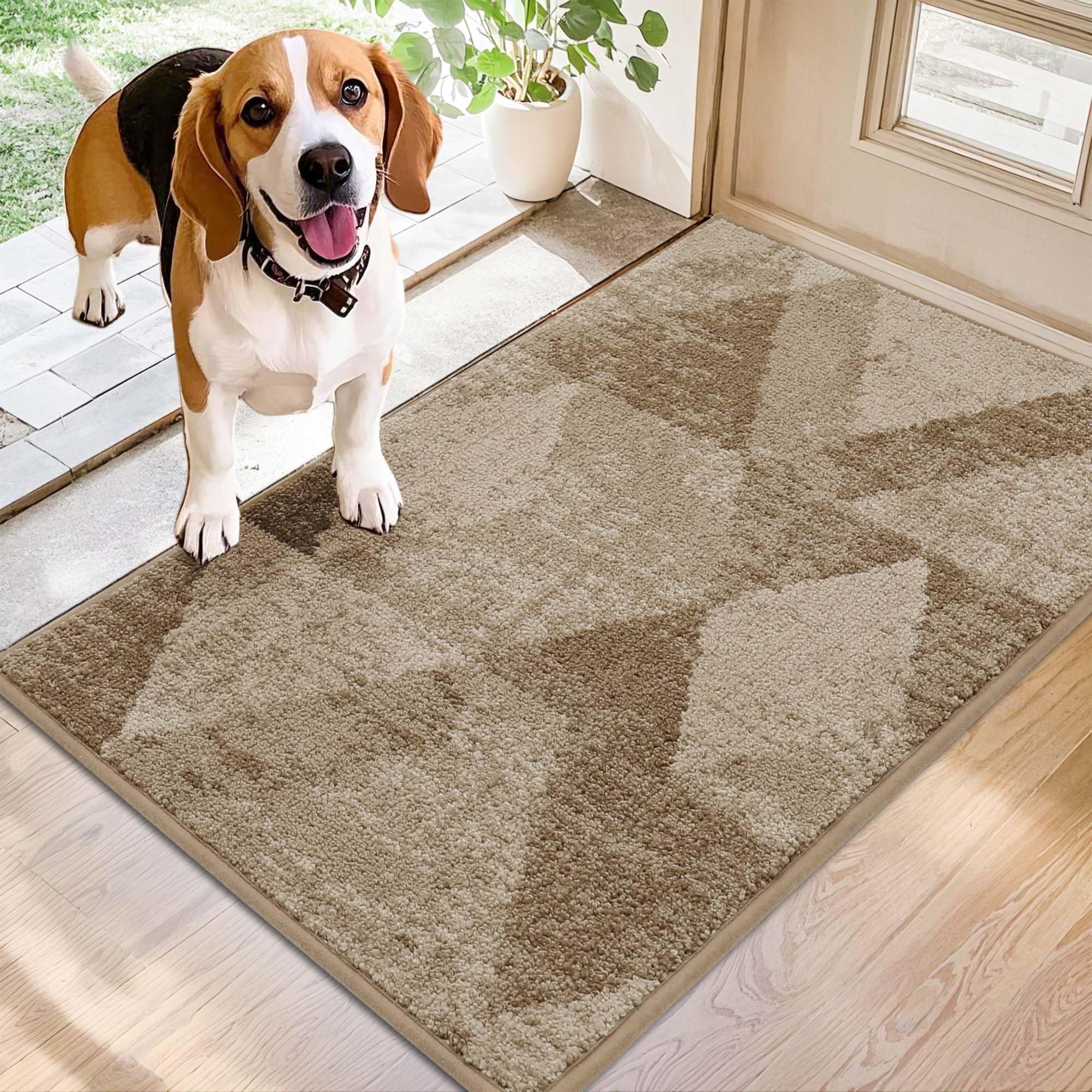 COSY HOMEER Entryway Rugs Doormat 20"x32", Non-Slip Absorbent Polyester, Washable Rugs for Front Door, Dirty Paws & High Traffic Areas, Dark Gray
