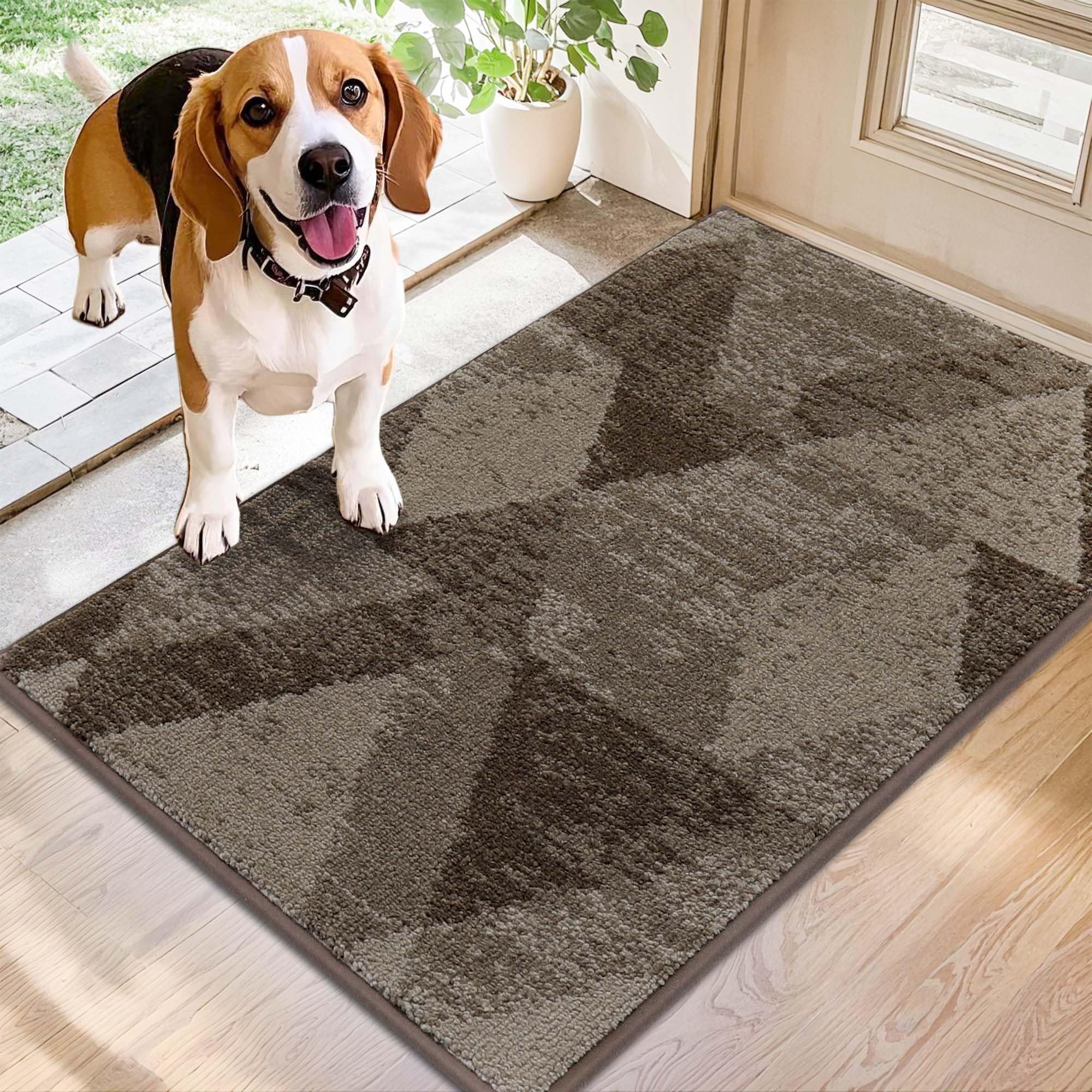 COSY HOMEER Entryway Rugs Doormat 20"x32", Non-Slip Absorbent Polyester, Washable Rugs for Front Door, Dirty Paws & High Traffic Areas, Dark Gray