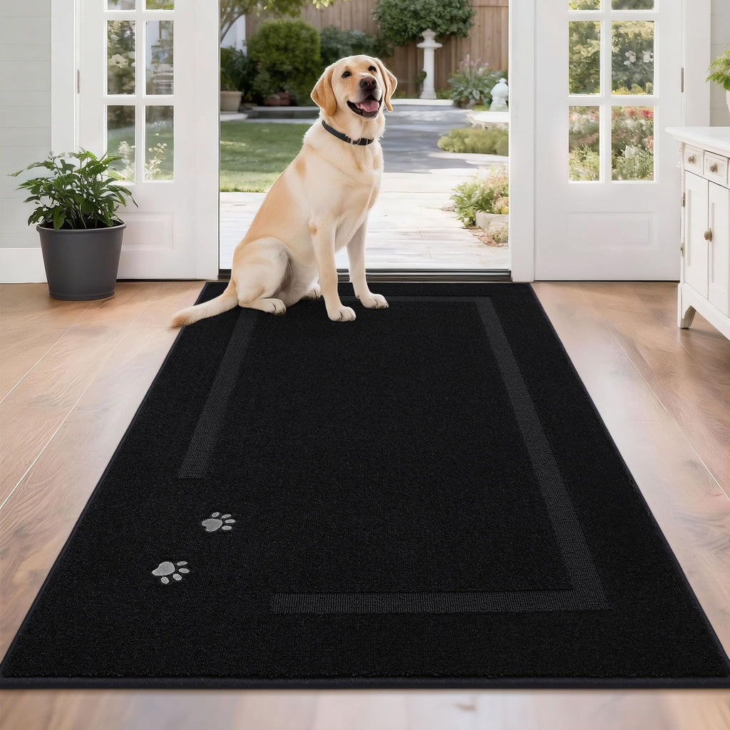 BEQHAUSE Dog Door Mat for Mud Paws Dirt Trapper Doormat Non-Slip Entryway Rugs Absorbent Welcome Mat Washable Indoor Floor Mat Low-Profile for Front Door, 20" x 32", Dark Grey