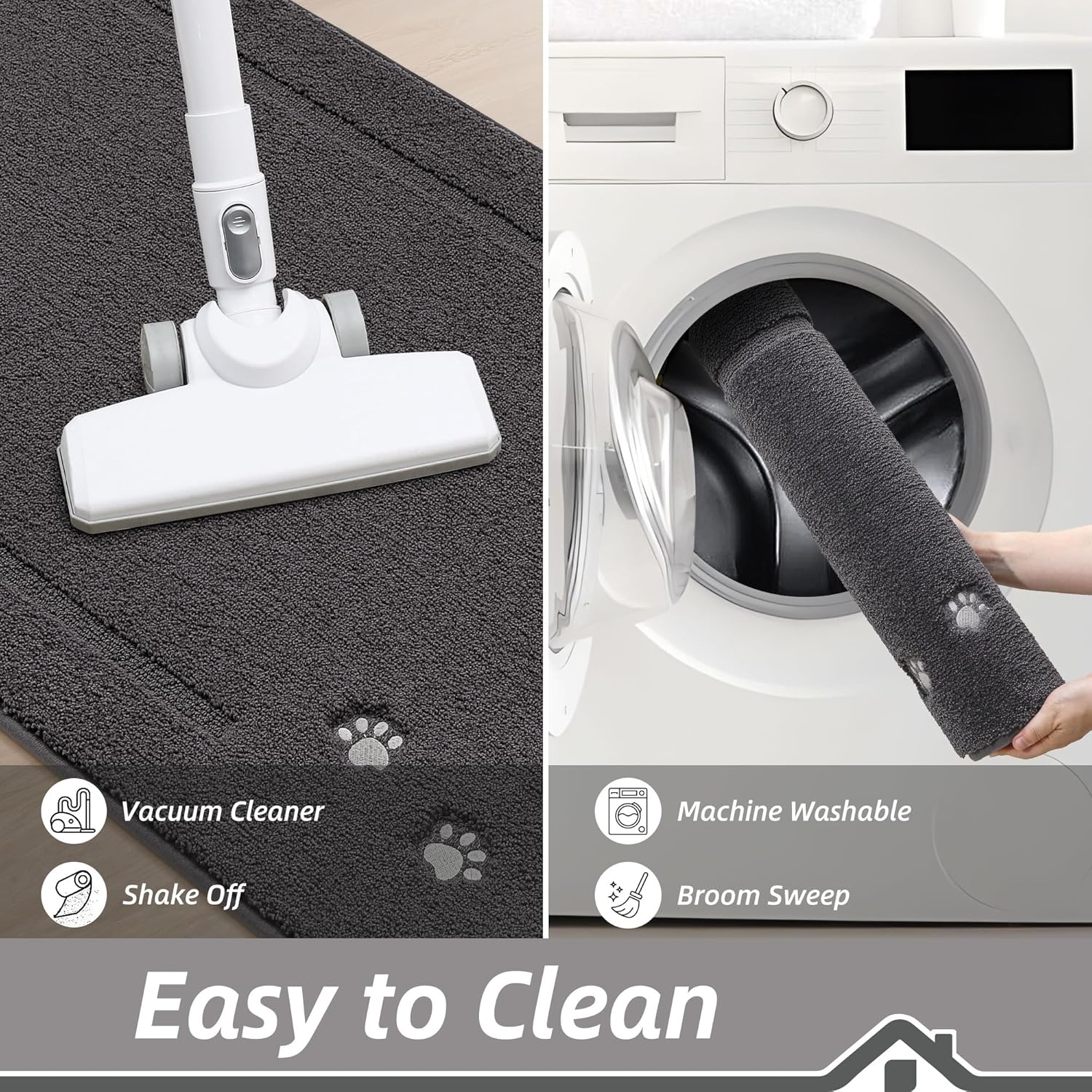 BEQHAUSE Dog Door Mat for Mud Paws Dirt Trapper Doormat Non-Slip Entryway Rugs Absorbent Welcome Mat Washable Indoor Floor Mat Low-Profile for Front Door, 20" x 32", Dark Grey