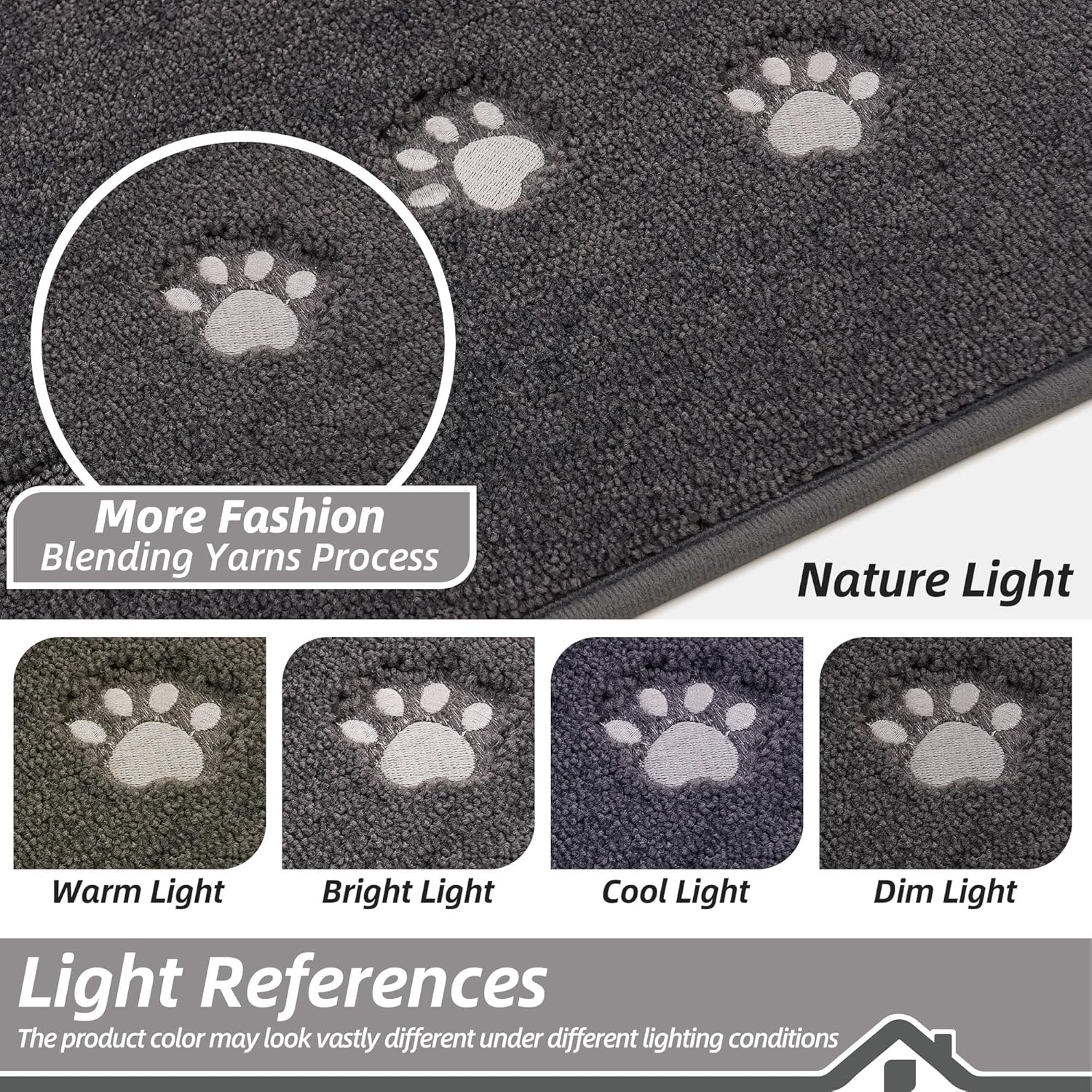 BEQHAUSE Dog Door Mat for Mud Paws Dirt Trapper Doormat Non-Slip Entryway Rugs Absorbent Welcome Mat Washable Indoor Floor Mat Low-Profile for Front Door, 20" x 32", Dark Grey