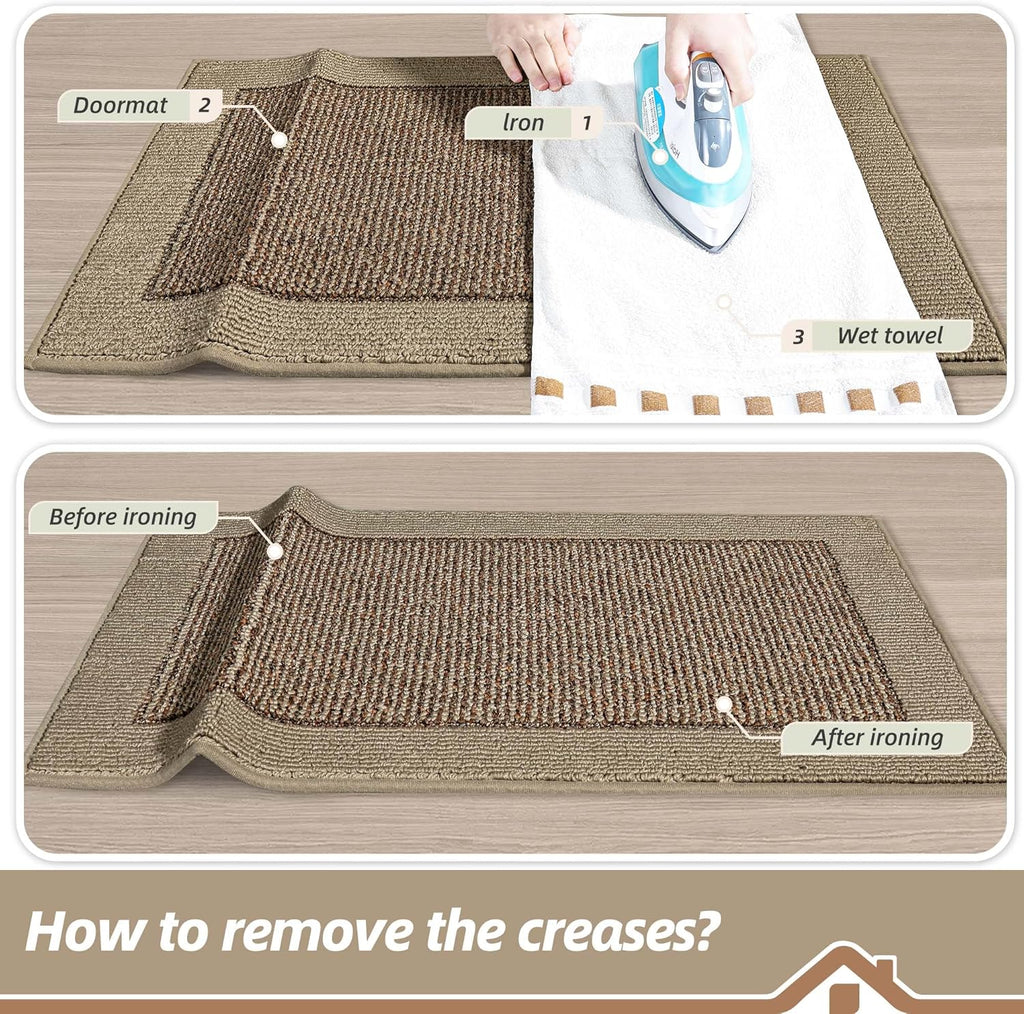 BEQHAUSE Indoor Door Mat 32" x 48", Dirt Trapper Door Mats Non-Slip Entryway Rugs Washable, Resist Dirt Absorbent Welcome Mat, Low Profile Floor Mats for Front Back Door and Entryway, Taupe
