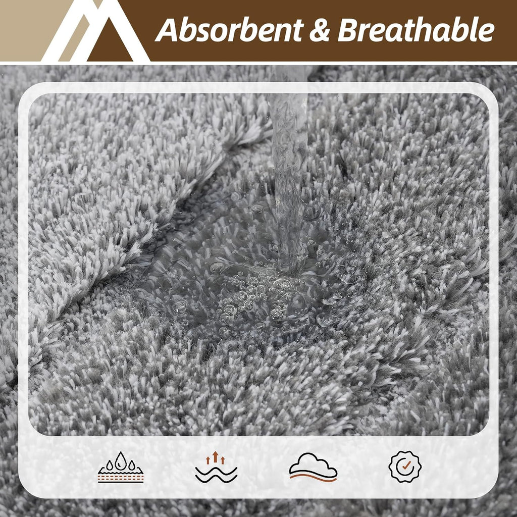 COSY HOMEER Bathroom Rugs 24"x17", Ultra Soft Absorbent Bath Mat with Non-Slip TPR Backing, Machine Washable Shaggy Rug for Bathroom Floor, Grey