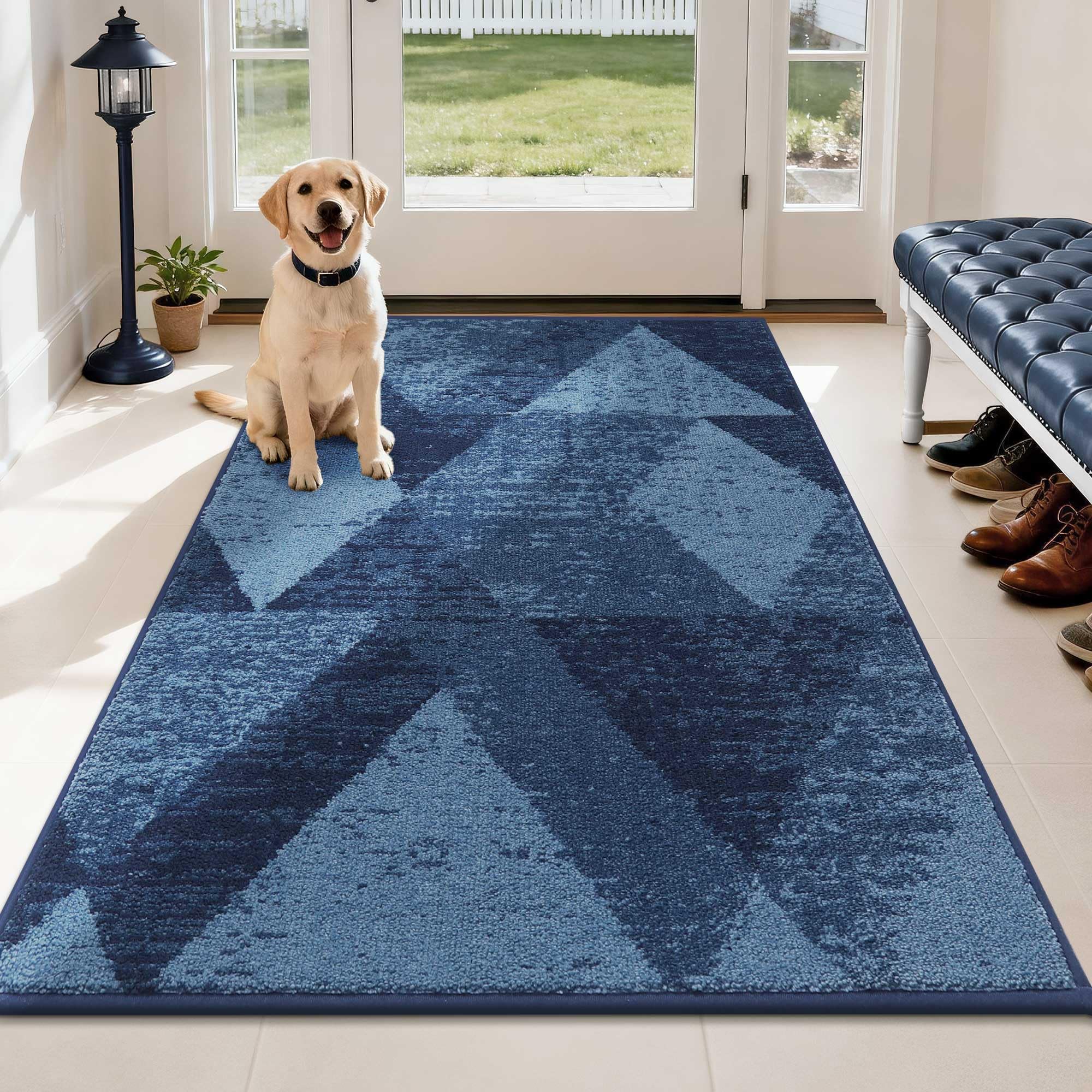COSY HOMEER Entryway Rugs Doormat 20"x32", Non-Slip Absorbent Polyester, Washable Rugs for Front Door, Dirty Paws & High Traffic Areas, Dark Gray