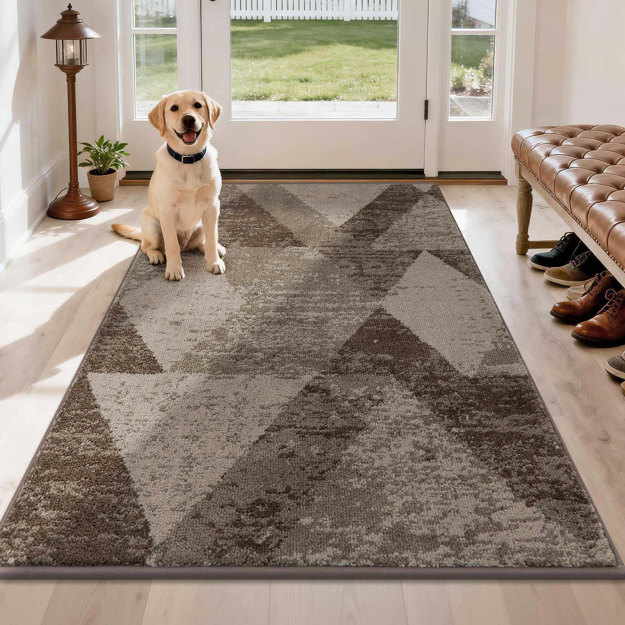 COSY HOMEER Entryway Rugs Doormat 20"x32", Non-Slip Absorbent Polyester, Washable Rugs for Front Door, Dirty Paws & High Traffic Areas, Dark Gray