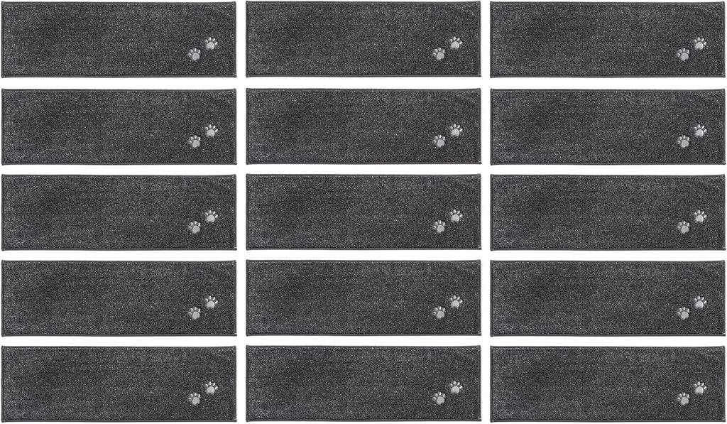 BEQHAUSE Stair Treads for Wooden Steps 28inX9in, Non Slip Carpet Stair Treads Indoor Stair Runners Machine Washable, Soft Stair Rugs Mat Surface Polyester TPE Backing, 15pcs, Charcoal