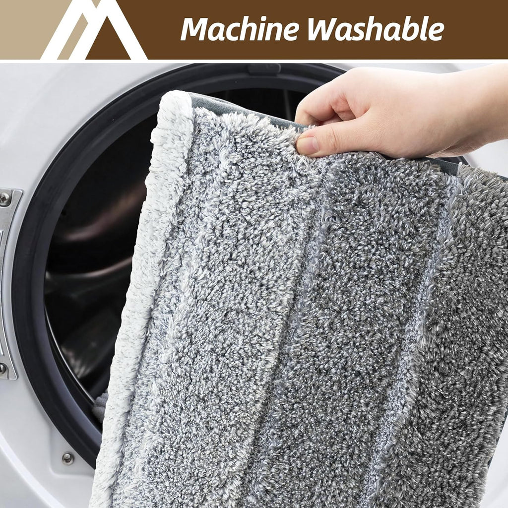 COSY HOMEER Bathroom Rugs 24"x17", Ultra Soft Absorbent Bath Mat with Non-Slip TPR Backing, Machine Washable Shaggy Rug for Bathroom Floor, Grey